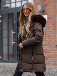 Geacă de iarnă damă ciocolată OZONEE JS/16M9059/158