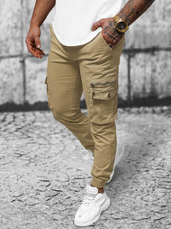 Pantaloni chino jogger pentru bărbați bej OZONEE NB/MP0201K