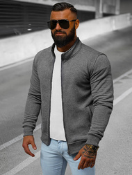 Bluză cu fermoar bărbați gri închis OZONEE JS/2002Z