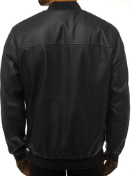Geacă de piele bărbați neagră OZONEE N/6121