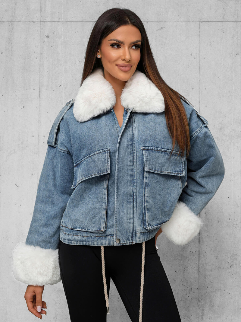 Jachetă de blugi femei albastră OZONEE JS/11Z8219Z