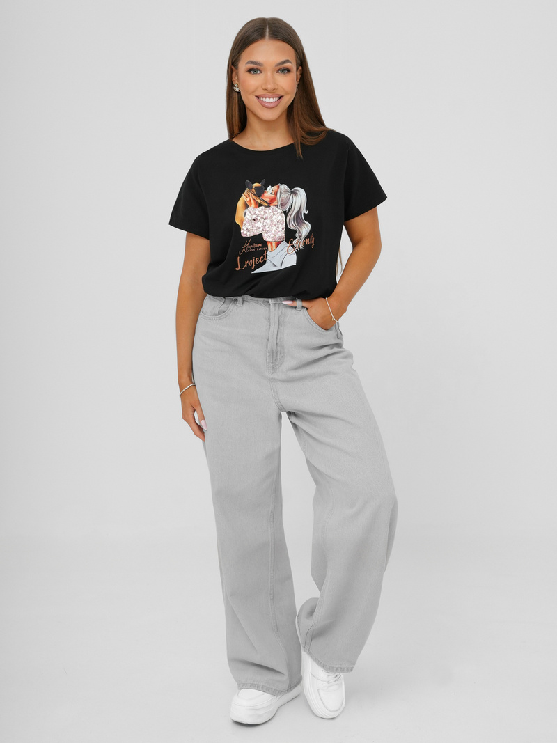 Tricou femei negri OZONEE JS/95T2575/3