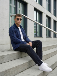 Hanorac cu fermoar bărbați bleumarin OZONEE JS/HH016/25