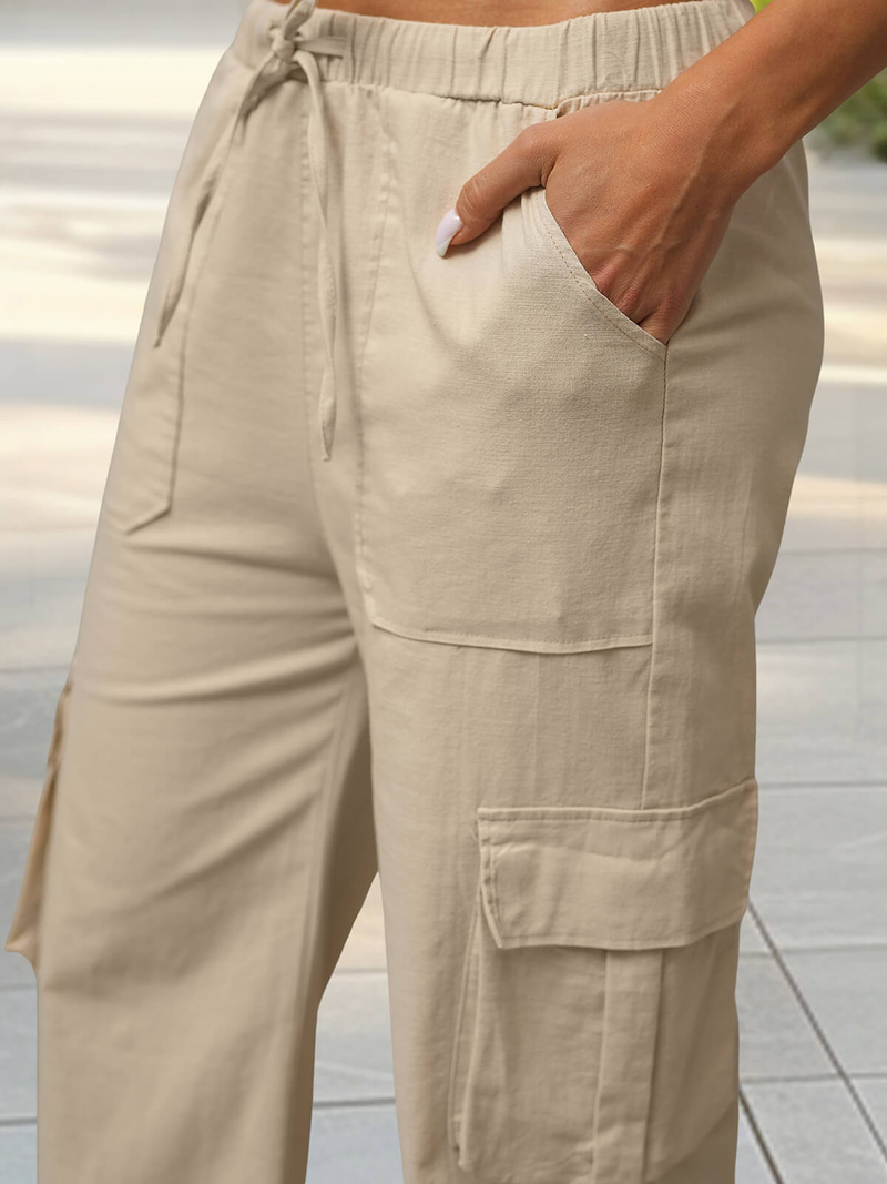 Pantaloni de dama bej OZONEE O/ZCH2275