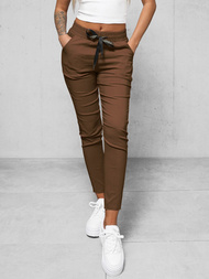 Pantaloni chino de dama maro inchis OZONEE O/7737