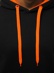 Hanorac cu glugă bărbați negru-portocaliu OZONEE JS/2012Z