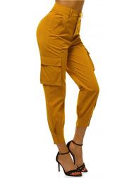 Pantaloni jogger pentru femei galben OZONEE O/HM002