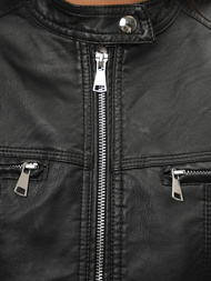 Geacă de piele pentru femei neagră OZONEE JS/11Z8010