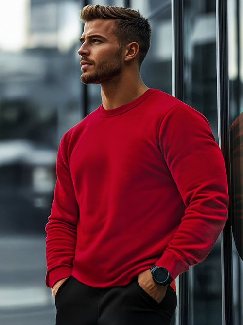 Hanorac bărbați roșu închis OZONEE JS/2001-10Z