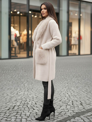 Palton de dama bej OZONEE JS/53M5200/155Z