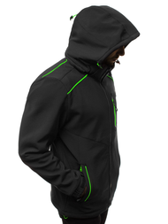 Jachetă bărbați SOFTSHELL neagră-verde OZONEE GE/12259Z