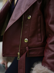 Geacă de piele pentru femei bordo OZONEE JS/61M8512/6