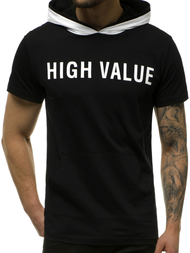 Tricou cu glugă bărbați negri OZONEE MAD/3076