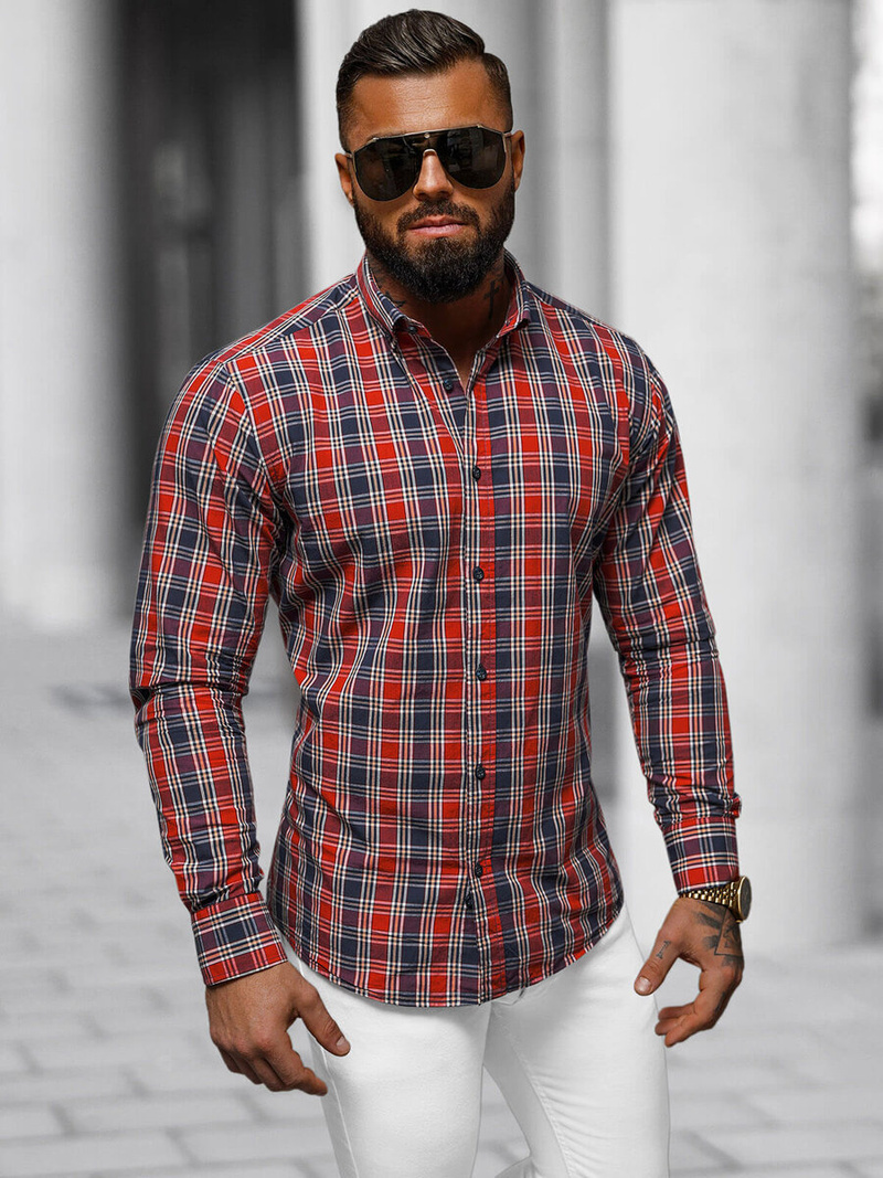 Cămașă bărbați roșie OZONEE O/V100