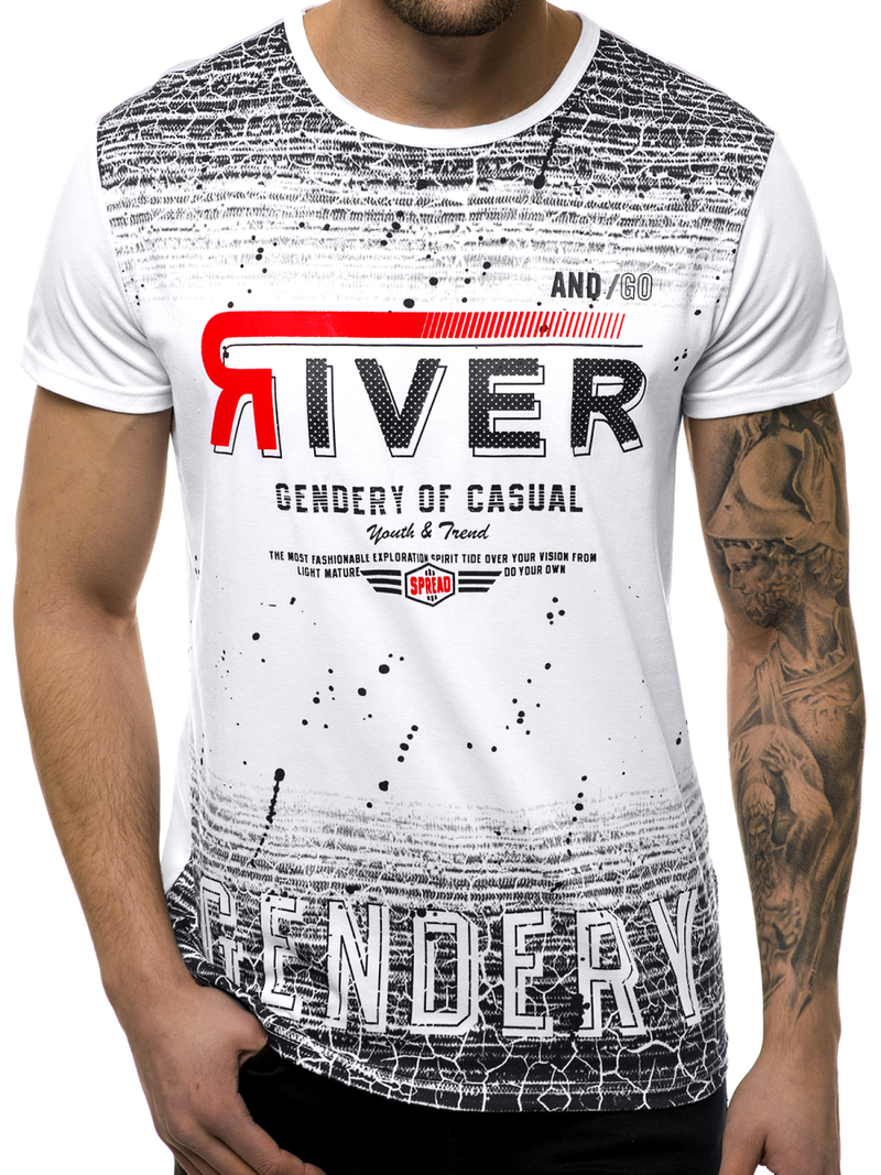 Tricou bărbați albi OZONEE JS/SS10960