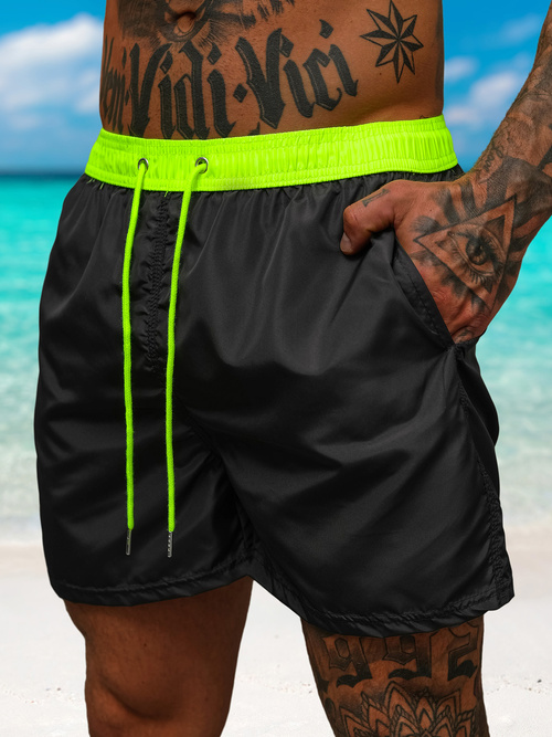 Pantaloni scurti de baie bărbați negru/galben OZONEE JS/17K561/5