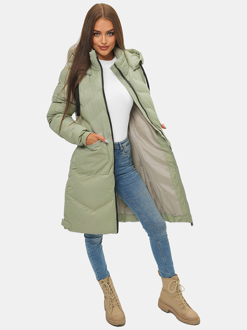 Geacă de iarnă parka femei verde deschis OZONEE JS/M735/156