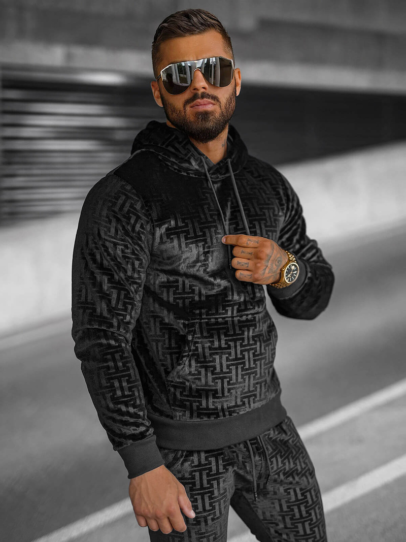 Trening catifea bărbați negru OZONEE O/3A81Z