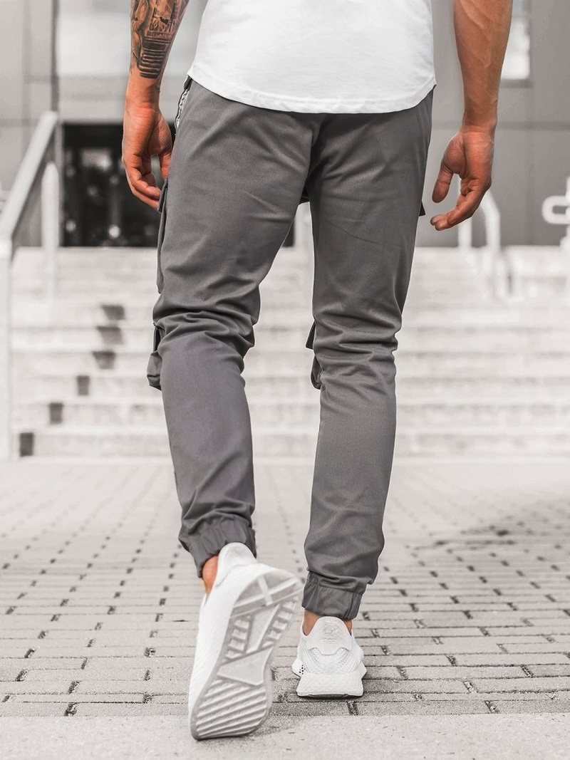 Pantaloni chino jogger pentru bărbați gri OZONEE G/2787