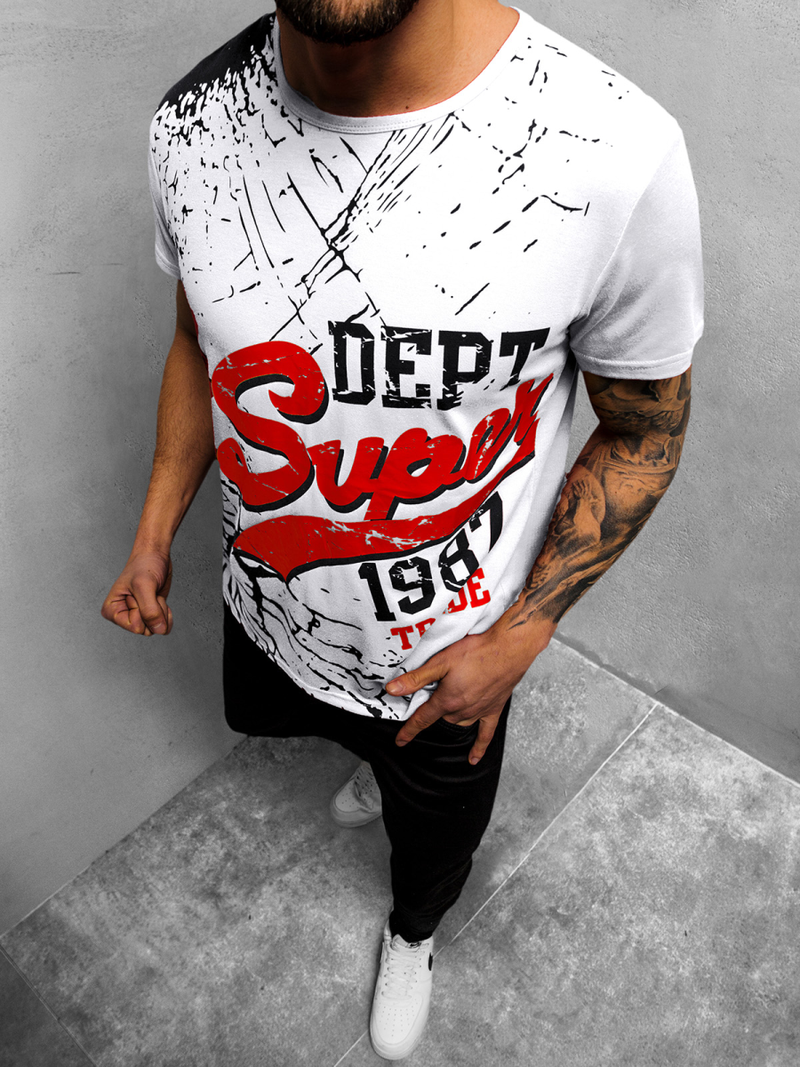 Tricou bărbați alb OZONEE JS/KS1942Z