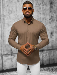 Cămașă bărbați maro OZONEE O/V58