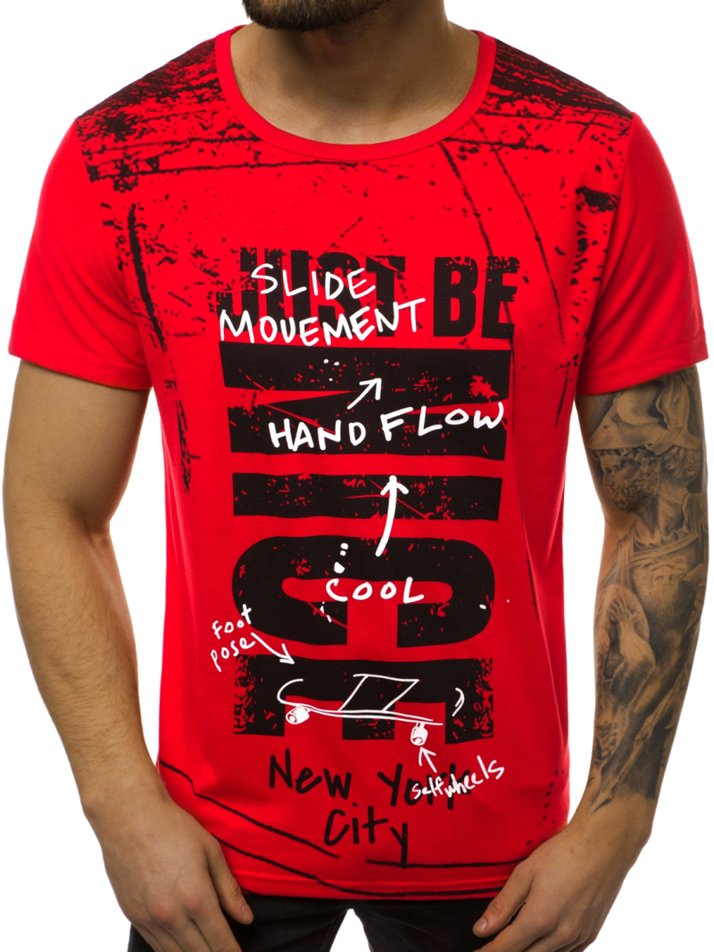 Tricou bărbați roșu OZONEE JS/KS1983