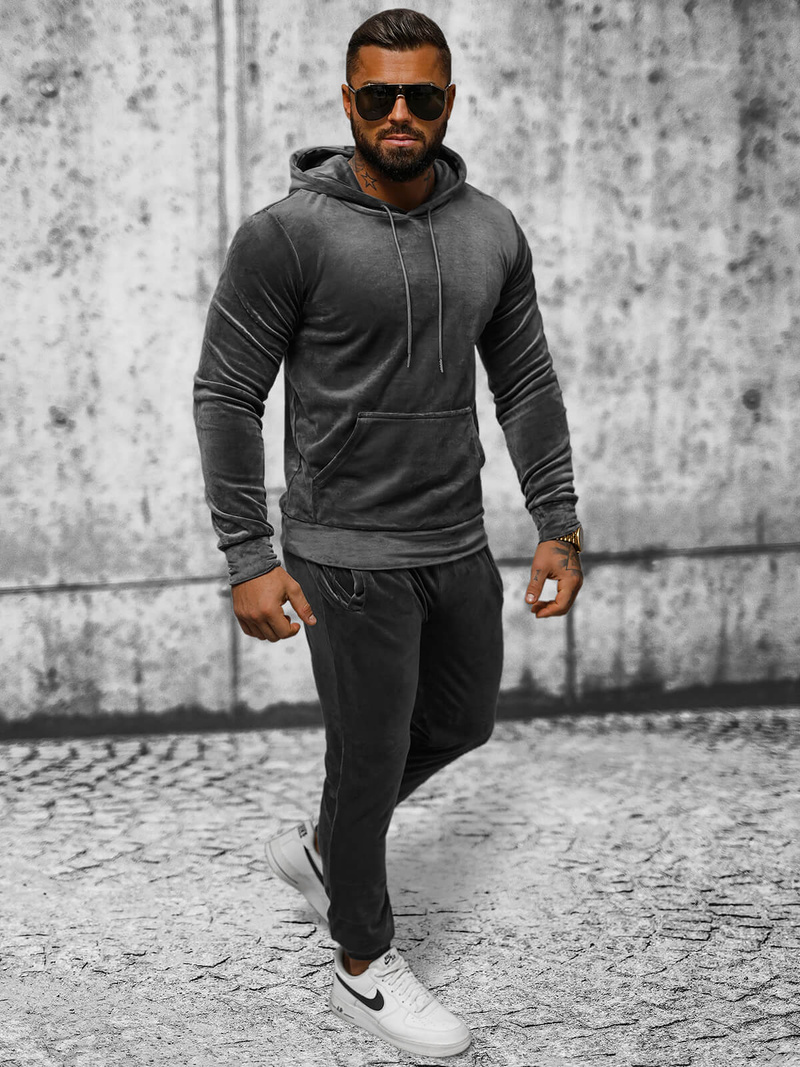 Trening catifea bărbați antracit OZONEE JS/8C1171/6