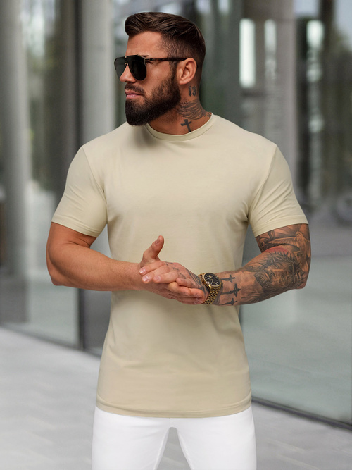 Tricou bărbați bej deschis OZONEE NB/MT3001Z