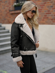 Geacă de piele pentru femei neagră OZONEE JS/11Z8230