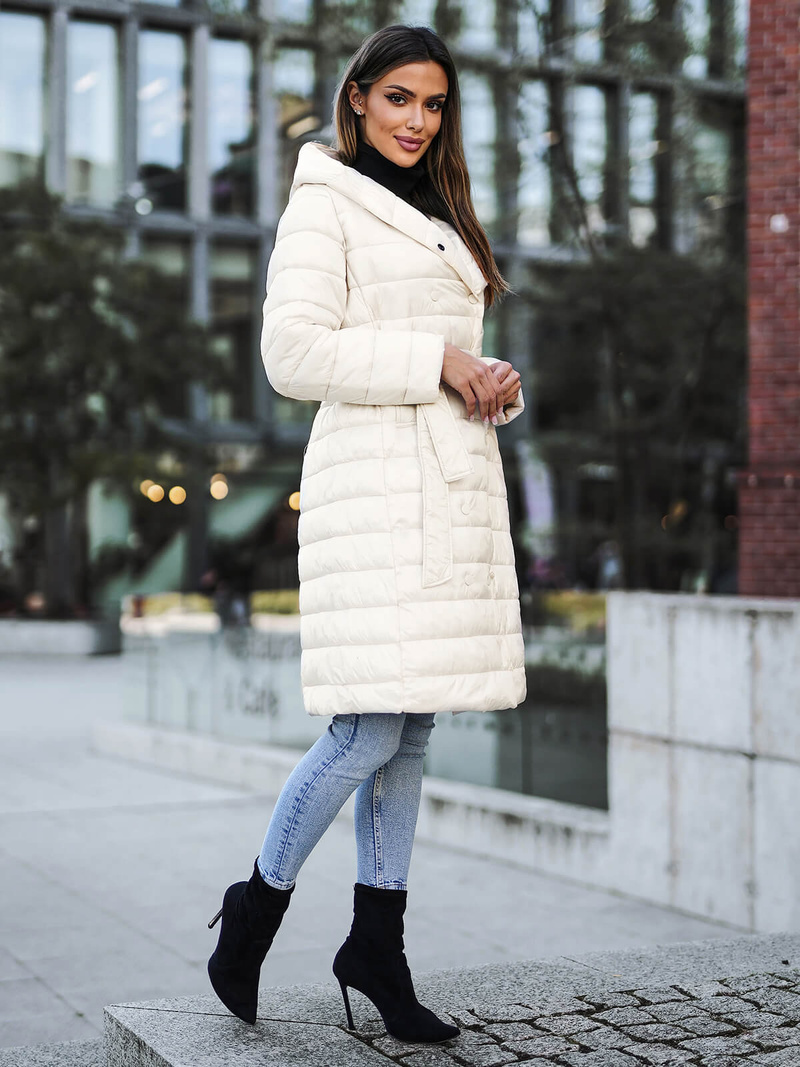 Palton de femei ecru OZONEE JS/5M3159/254Z