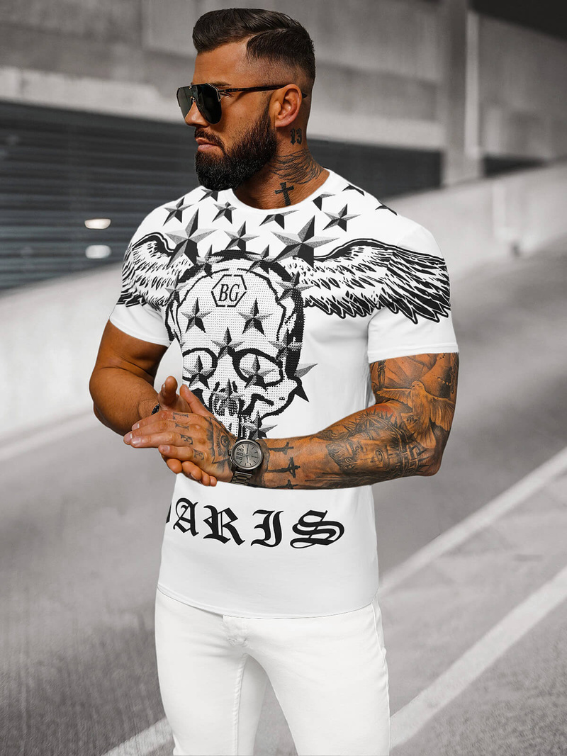 Tricou bărbați alb OZONEE NB/MT3053Z