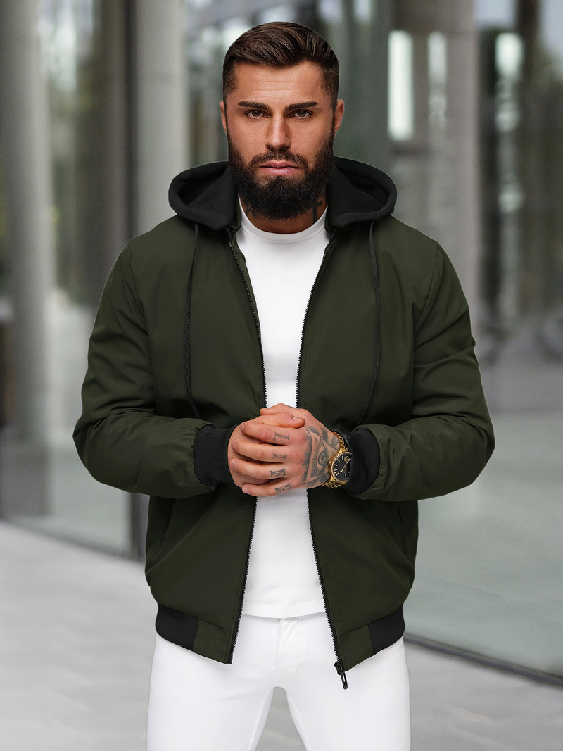 Jachetă de primăvară bărbați kaki OZONEE JS/62M9502/372