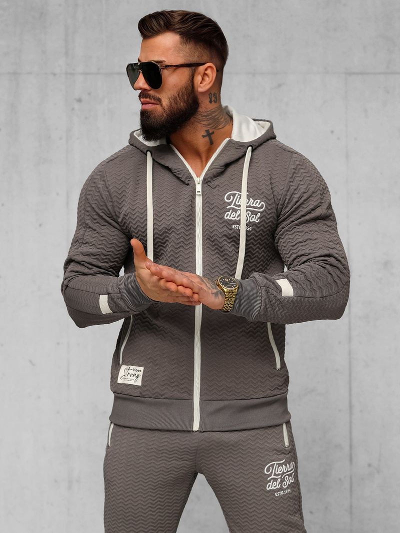 Compleu sport bărbaţi bej-gri OZONEE O/FF5032AB