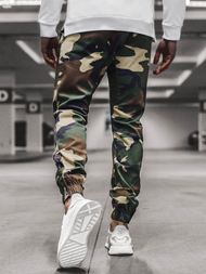 Pantaloni chino jogger pentru bărbați verde-camuflaj OZONEE A/0952