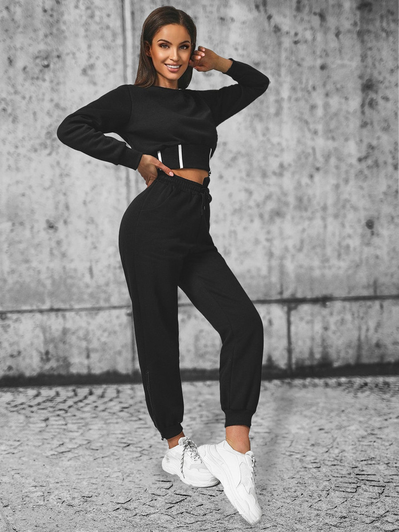 Trening dama doua piese negru OZONEE JS/8C78/3