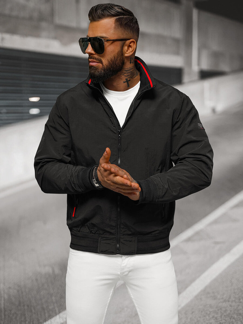 Jachetă de primăvară bărbați neagră OZONEE JS/5M3211/392