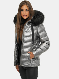 Geacă de iarnă damă argintiu OZONEE JS/M773/401