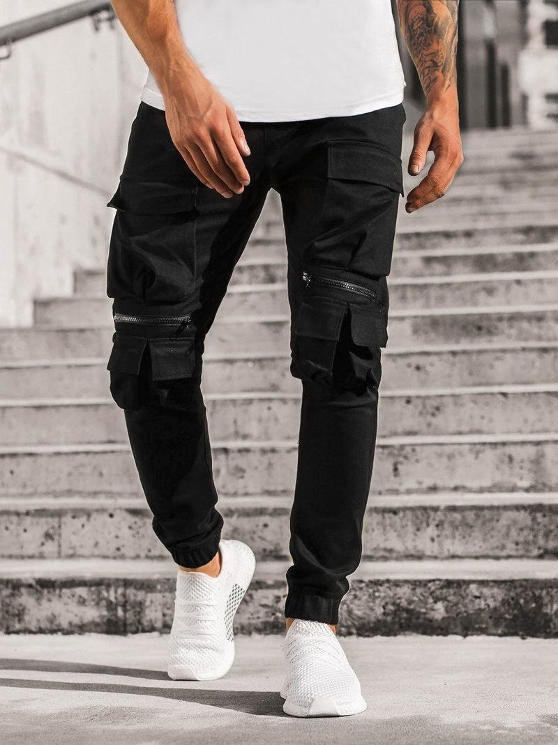 Pantaloni chino jogger pentru bărbați negri OZONEE G/2787