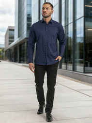 Cămașă bărbați albastru marin OZONEE V/V181