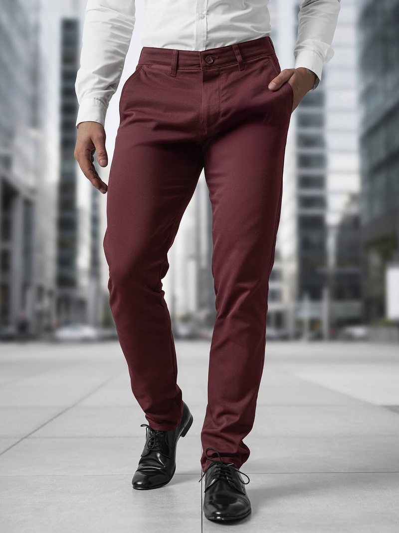 Pantaloni chino bărbați bordo OZONEE V/5100