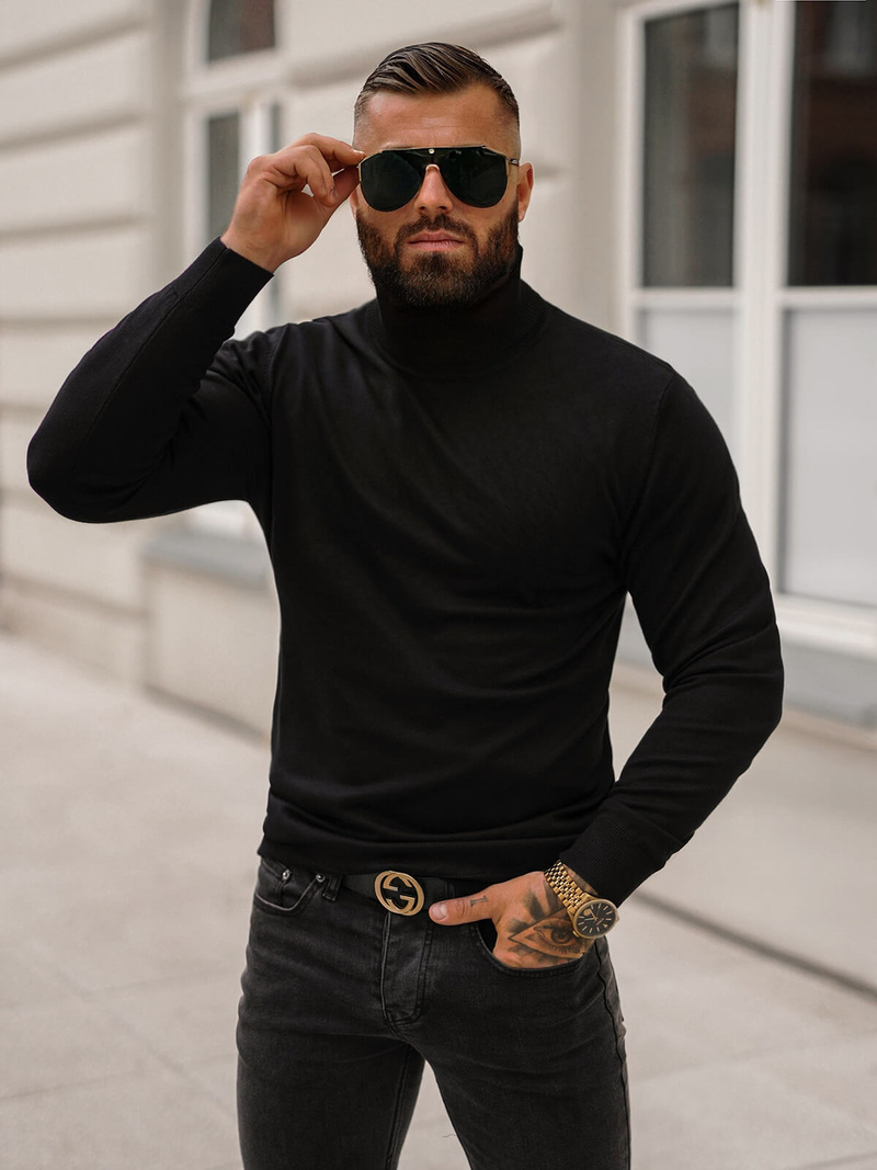 Pulover bărbați negri OZONEE O/GM301