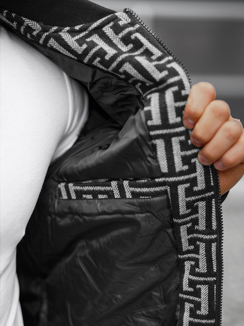 Jachetă bărbați neagră-gri OZONEE O/3A55