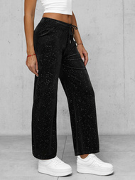 Pantaloni din catifea de dama negri OZONEE JS/92K519/3