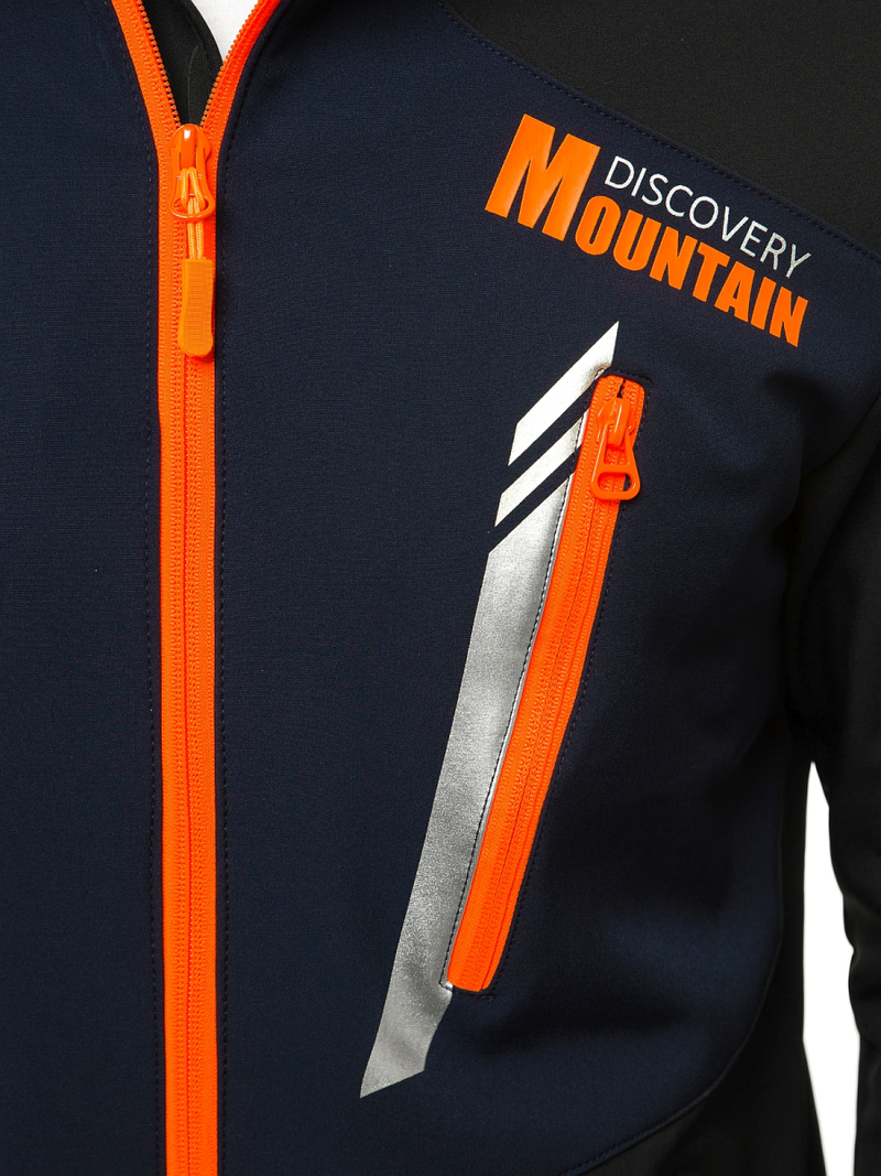 Jachetă softshell bărbați neagră-bleumarin OZONEE JS/HH022/1A