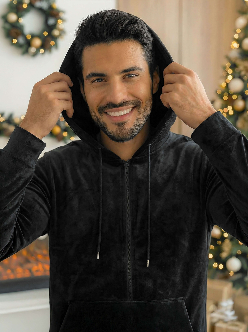 Trening pentru bărbați din catifea negru OZONEE JS/8C1169/3Z