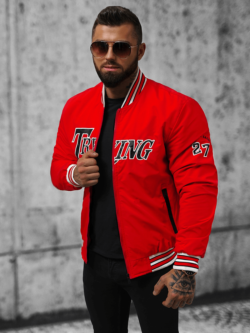 Jachetă de primăvară bărbați roșie OZONEE JS/84M3013/270