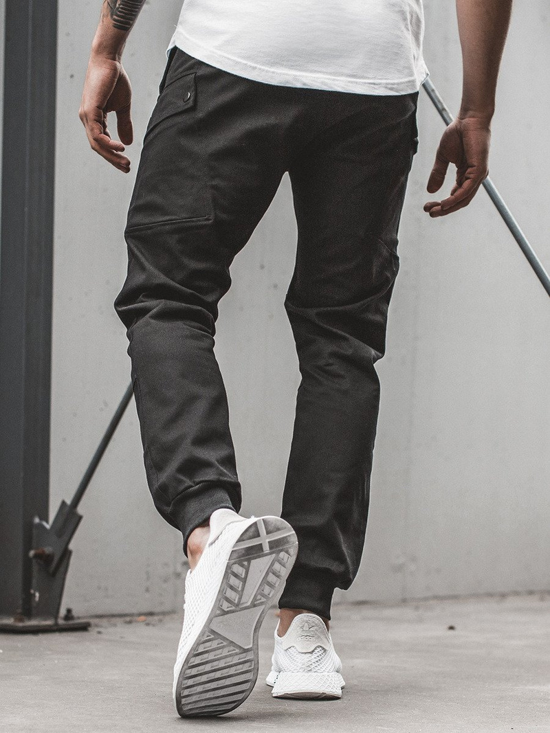 Pantaloni chino jogger pentru bărbați negri OZONEE O/11103