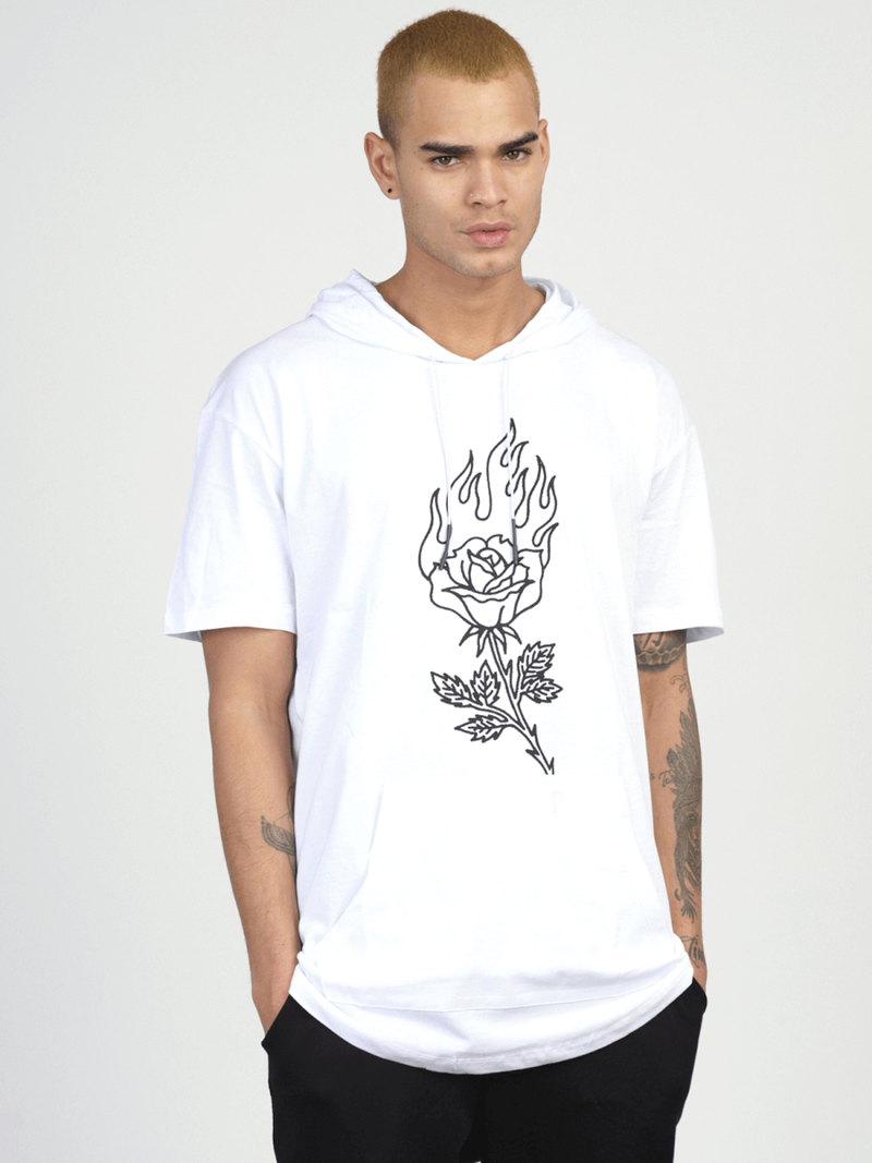 Tricou cu glugă bărbați alb OZONEE MR/21553