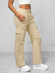 Pantaloni de dama écru OZONEE O/TT00393