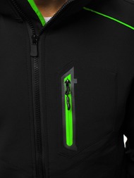 Jachetă bărbați SOFTSHELL neagră-verde OZONEE GE/12259Z